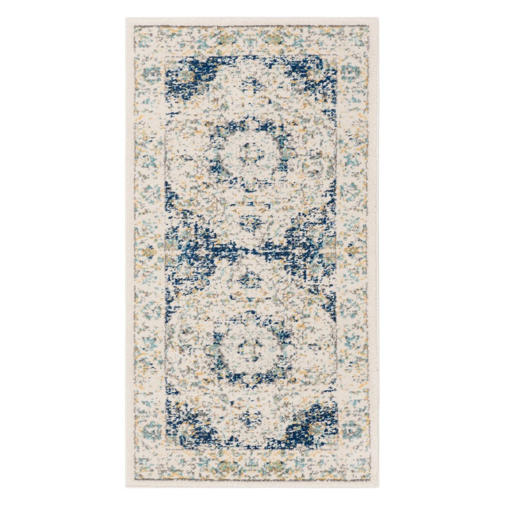  Runner Nathalia Medallion Accent Rug Ivory/Blue