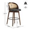 Set of 4 Rubberwood Bar Stools with Rattan Backrest,Fabric Upholstered Bar Chairs,Modern Dining Room or Kitchen Seating-Cuddlewood - 4 of 4