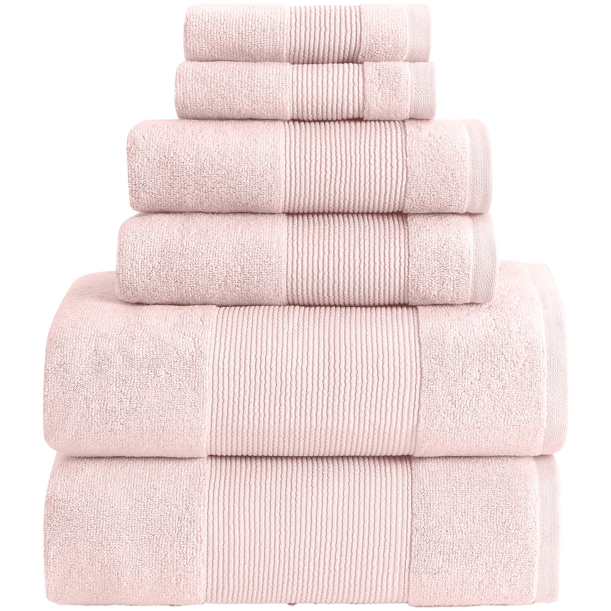 Modern Threads AirCloud 100% Cotton 6-Piece Towel Set, Peachy Blush