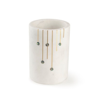Elegant White Marble Wine Chiller with Gold Inlay