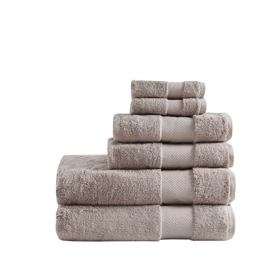 Vynxaria Luxurious Taupe 6 Piece Turkish Cotton Towel Set