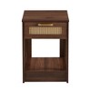 NicBex 15.75" Rattan End Table with Drawer,Modern MDF Nightstand,Side Table for Living Room,Bedroom - 3 of 4