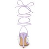 Allegra K Women's Satin Rhinestone Clear Strap Strappy Lace Up Stiletto Heel Sandals - 3 of 4