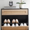Rattan Slim Shoe Cabinet With 2 Flip Drawers & Adjustable Shelf, Tall Shoe Storage Organizer with Metal Legs,   for Entryway, Entrance, Hallway - 3 of 4