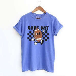 Simply Sage Market Women's Football Game Day Checkered Short Sleeve Garment Dyed Tee - 1 of 4