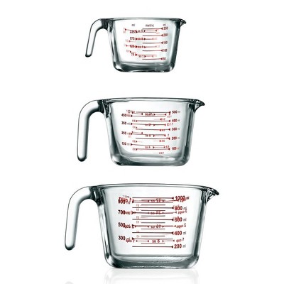 3 Glass Measuring Cups Set 1000 ,500 ,250 ml ( 4-Cups, 2-Cups and 1 Cu —  CHIMIYA