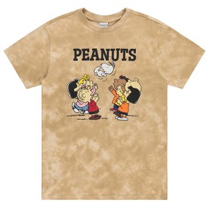 Mens Peanuts Snoopy Tiedye Shirt - Snoopy, Linus, & Charlie Brown - Throwback Classic Tie Dye T-Shirt - 1 of 4