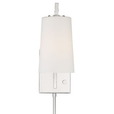 Sleek Polished Nickel 1-Light Dimmable Sconce with White Glass Shade