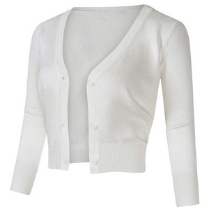 Women's Casual Open Front Knit Cropped Bolero Shrug 3/4 Sleeve Cardigan Sweater - 1 of 4