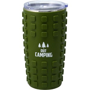 Pavilion Gift Company - Out Camping - 20 oz Travel Tumbler with 3D Silicone Wrap - Portable Drinkware - 1 of 4