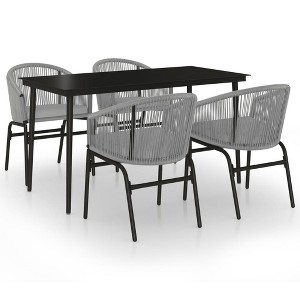 vidaXL Patio Dining Set Outdoor Garden Seat - 5 Piece Gray 55.1" Table Length - 1 of 4