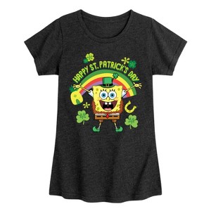 Girls' - SpongeBob Squarepants - Happy St. Patricks Day Fitted Short Sleeve Graphic T-Shirt - 1 of 4