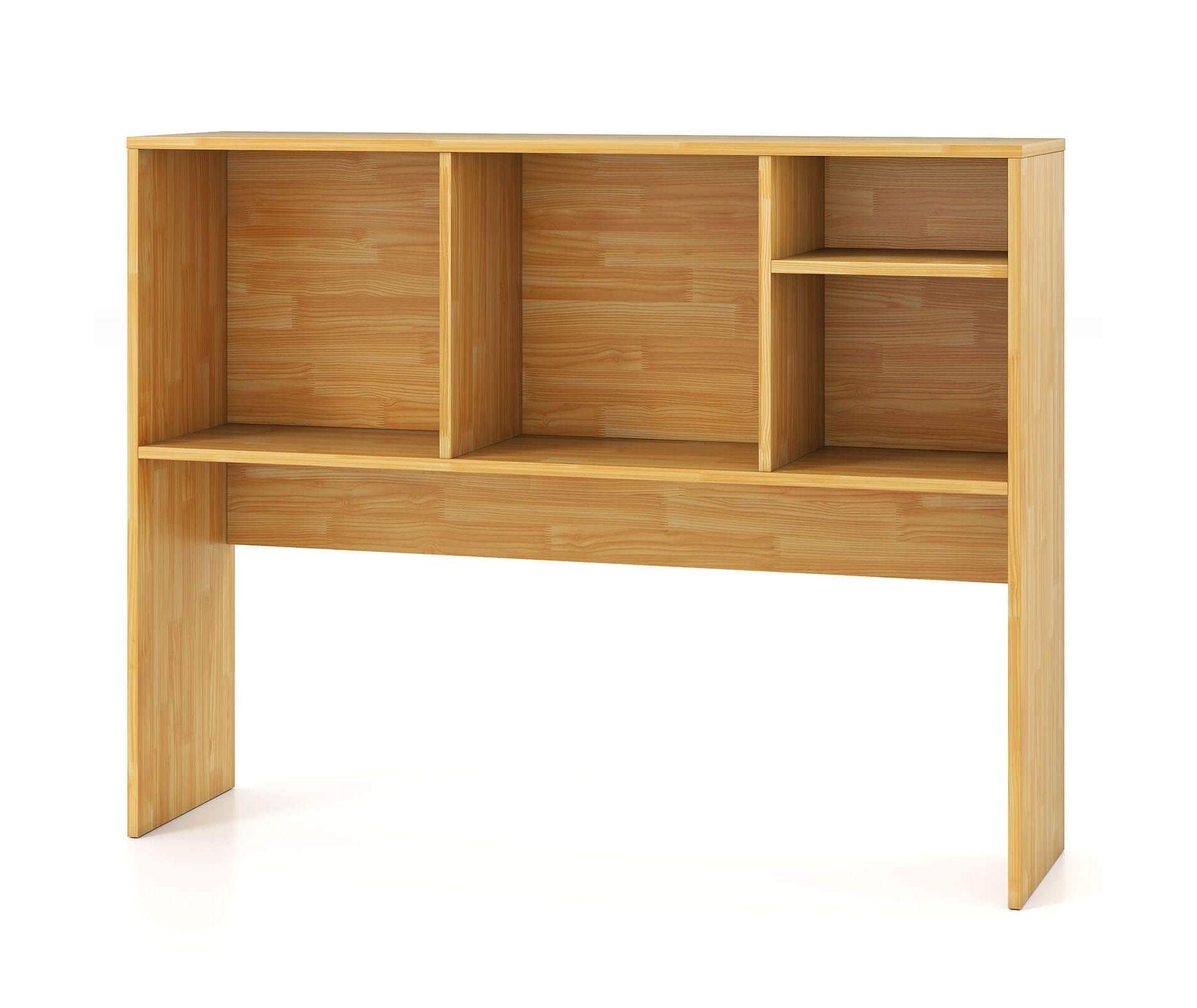 Costway Computer Desktop Bookcase Countertop Storage Bookshelf Organizer with 4 Cubbies Natural/White