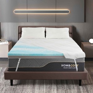 Vipbear 3 Inch Queen Firm Mattress Topper with Ice Silk Cover, Premium Cooling Gel + Bamboo High-Density Memory Foam Mattress Topper - 1 of 4