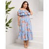Women Plus Size Off Shoulder Maxi Dress Ruffle Flowy Casual Summer Boho Long Dresses - 2 of 4