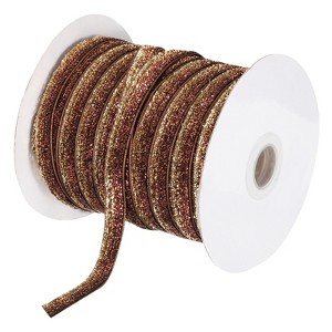 Unique Bargains Single Face Metallic Glitter Velvet Ribbon for DIY Crafts Gift Wrapping - 1 of 3