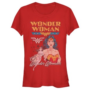 Juniors Womens Wonder Woman Vintage Hero T-Shirt - 1 of 3