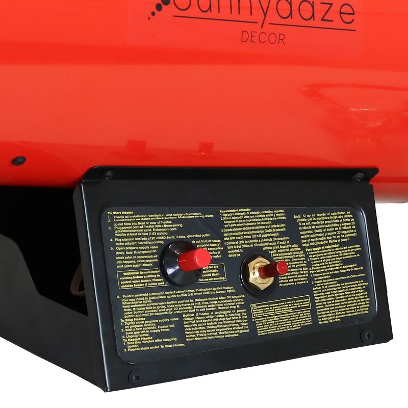Sunnydaze Outdoor Forced Air Portable Propane Heater with Auto-Shutoff - 40,000 BTU - Red and Black, 5 of 11