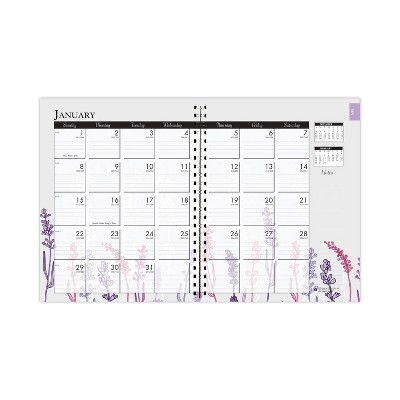 Recycled WildFlower Weekly/Monthly Planner, WildFlower Artwork, 11 x 8.5, Gray/White/Purple Cover, 12-Month (Jan-Dec): 2026