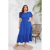 Coolmee Womens Plus Size Summer Casual Maxi Dress Short Sleeve Crewneck Ruffle A Line Flowy Long Dress - 2 of 4