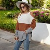 Anna-Kaci Women's Color Block Knit Sweater with Cold Shoulder Detail - 4 of 4