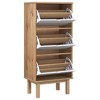 vidaXL Shoe Cabinet OTTA with 3 Drawers Brown&White Solid Wood Pine - 3 of 4