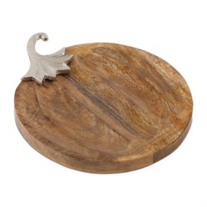 Wooden Pumpkin Tray with Aluminum Stem 14"L - 1 of 2