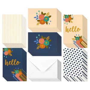 Best Paper Greetings 48 Pack Hello Notecards and Envelopes Set, Just Because Greeting Cards, Blank Inside, 6 Designs, 4x6 In - 1 of 4