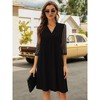 Womens  A Line Dress with Lace Braclet Sleeve V Neck Tunic Dress Mesh Sleeve Summer Basic Dress, Black - 2X - 4 of 4