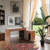 Akoasm 55 in. W L-Shaped Home Office Executive Desk with Storage Drawers and Cabinet-Walnut - 2 of 4