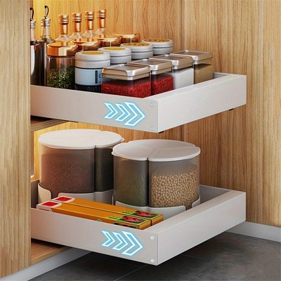 Pull-Out Type Cabinet Organizer, Punching-free Seasoning Dish And Bowl Storage Shelf Under Cabinet
