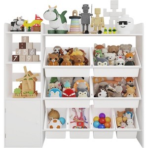 Kids Toy Storage Organizer w/8 Removable Toy Bins & 3 Storage Cubbies, Kids Bookshelf and Toy Storage, Bookcase Storage Cabinet - 1 of 4