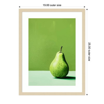 Green Pear Print with Natural Wood Frame, 19 x 25 Inches