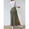 Coolmee Womens Knit Maxi Skirts CasualHigh Waisted Long Skirt with Side High Slit Elegant Work Office Skirts - 4 of 4