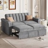 91.7" Woven Fabric 2-Seater Convertible Sofa Bed with Adjustable Backrest - 3 of 4