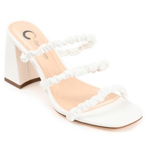 Journee Collection Womens Reagaan Tru Comfort Foam Open Square Toe Block Heel Sandals Off White 9 - 1 of 4