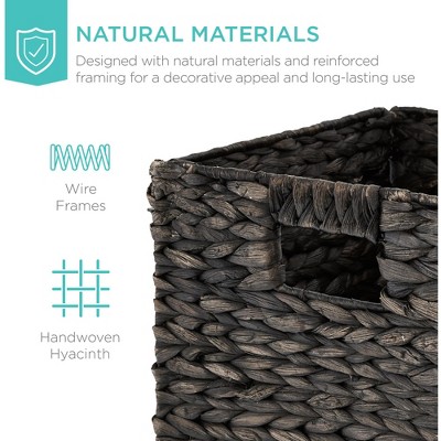 Black Handwoven Hyacinth Foldable Storage Baskets, Set of 5