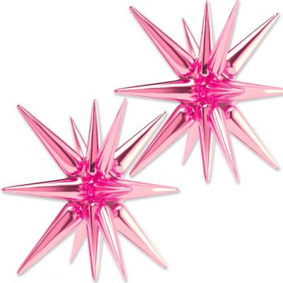 PartyWoo Foil Balloons Pink Starburst Point 42 Inch 2 pcs