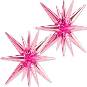 PartyWoo Foil Balloons Pink Starburst Point 42 Inch 2 pcs - 1 of 4