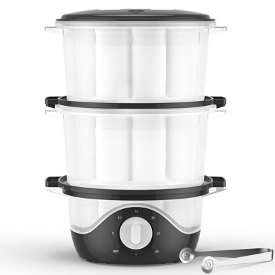 SKONYON Towel Steamer for Spa and Home, Large Capacity Hot Towel Warmer with 2-Layer Baskets, 60-Min Timer, Auto Shut-Off, Fast Heating