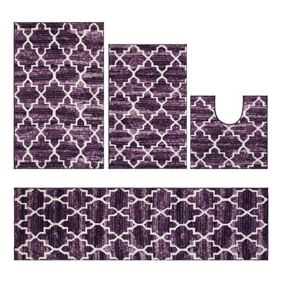Savio Collection 100% Micro Polyester 4 Piece Bath Rug Set - Better Trends