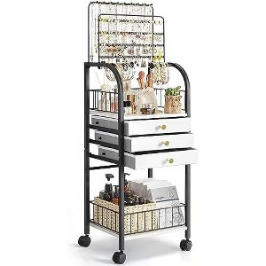 Large Jewelry Organizer Stand with 3 Box Drawer,Armoire Holder with Display - 1 of 4