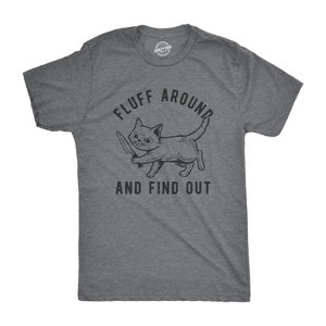 Mens Fluff Around And Find Out T Shirt Funny Pet Kitty Cat Animal Lover Knife Graphic Tee - Crazy Dog Men's T Shirt - 1 of 4