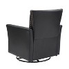 Set of 2 Eva Genuine Leather Swivel Rocker Armchair with Nailhead Trims for Living Room | ARTFUL LIVING DESIGN-BLACK - 4 of 4