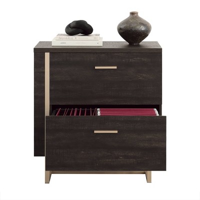 Blade Walnut 2-Drawer Legal Size Lateral File Cabinet