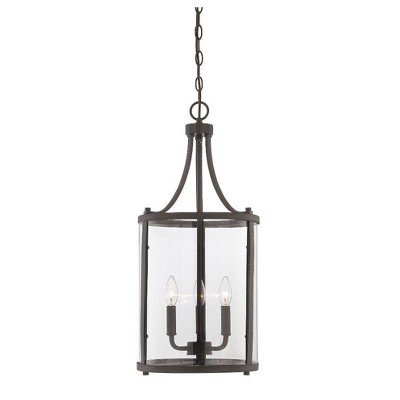 Penrose English Bronze 3-Light Transitional Glass Chandelier