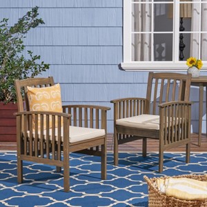 VYNXARIA Acacia Wood Chairs with Cushions - Stylish Comfort for Your Outdoor Oasis - 1 of 4