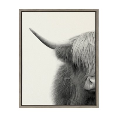 18" x 24" Sylvie Highland Cow Crop Framed Canvas Wall Art by The Creative Bunch Studio Gray - Kate and Laurel