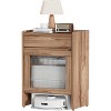 PAKASEPT Mobile Robot Vacuum End Side Table, Nightstand and Bedside Table with Storage Cabinet and Wheels, for Living Room - 3 of 4