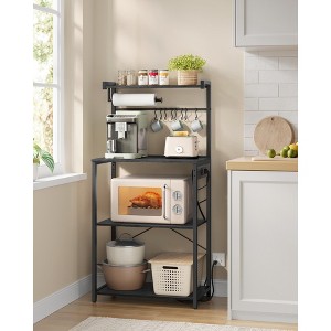 4-Tier Kitchen Bakers Rack with Adjustable Shelf & Power Outlet, 55.1" Tall Microwave Stand with 8 S-Hooks, Charcoal Gray and Ink Black - 1 of 4